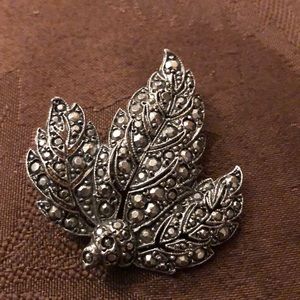 Marcasite look leaf pin